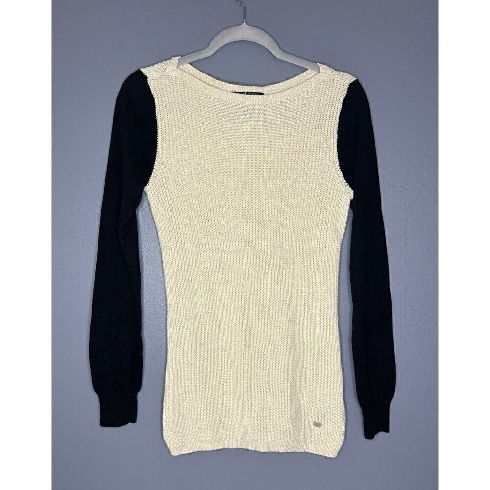 Lauren Ralph Lauren Sweater Womens S Colorblock Career Puff Sleeve Casual Modest